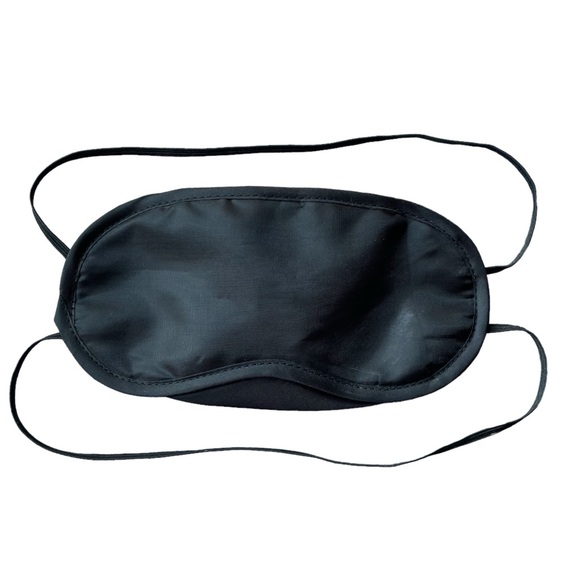 Sleep Eye Mask Blindfold Black Satin Elastic Straps - Picture 2 of 2